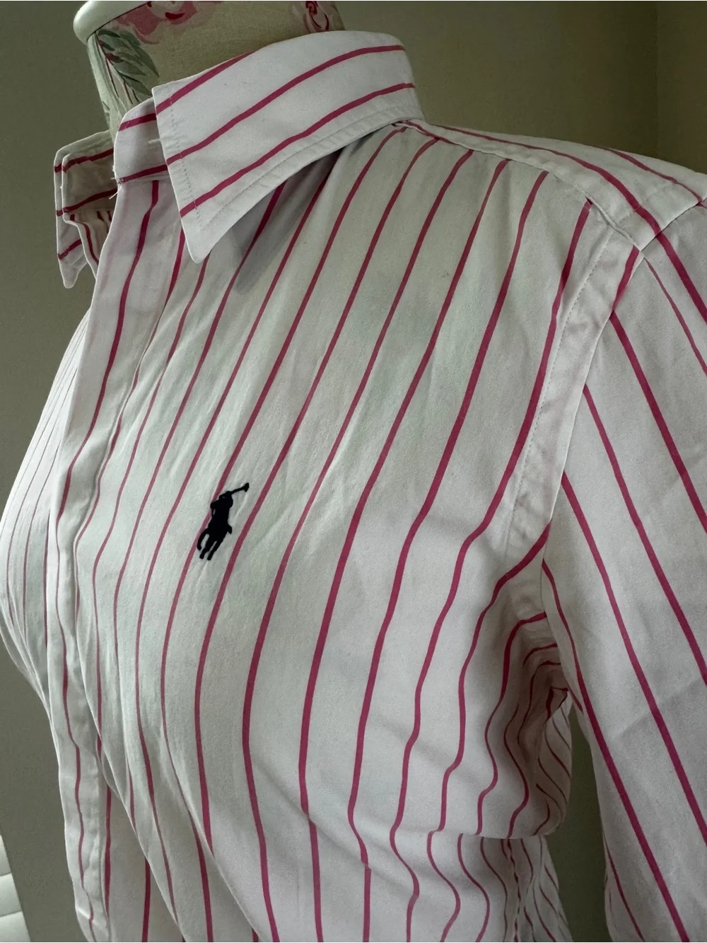 Ralph Lauren White Shirt with Pink Stripes - Picture 3 of 16